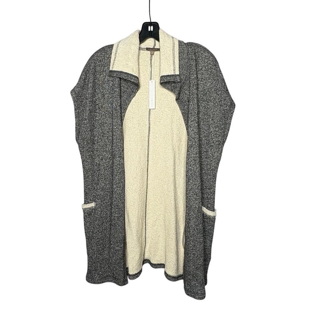 Lilla P Gray Classic Minimalist Sleeveless Open Cardigan Vest Size Small New